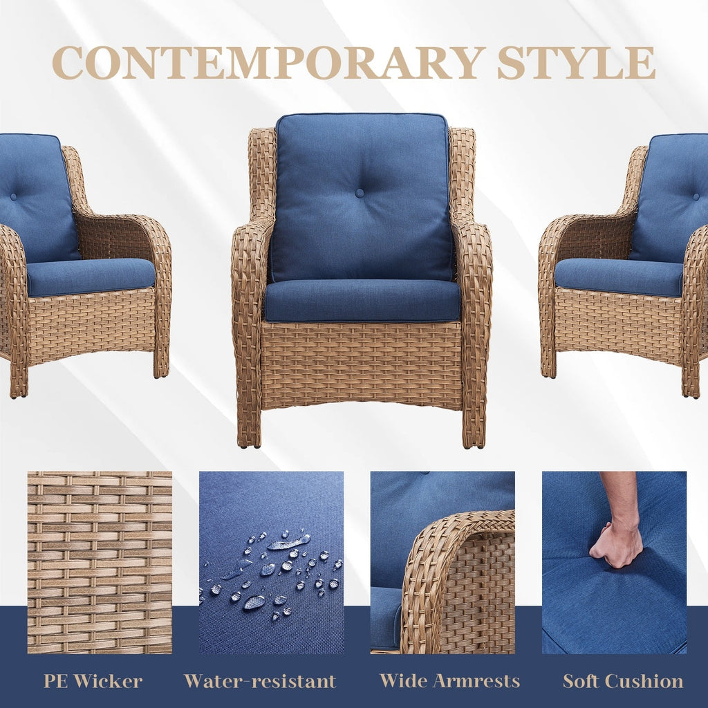 Pocassy Ensemble de 4 chaises de jardin avec canapé et table basse