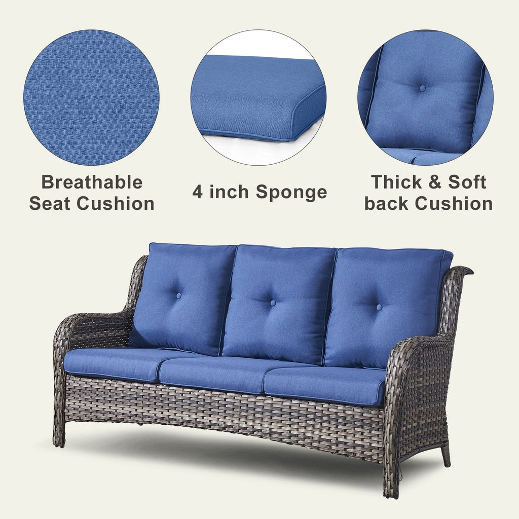 Pocassy Ensemble de 4 chaises de jardin avec canapé et table basse