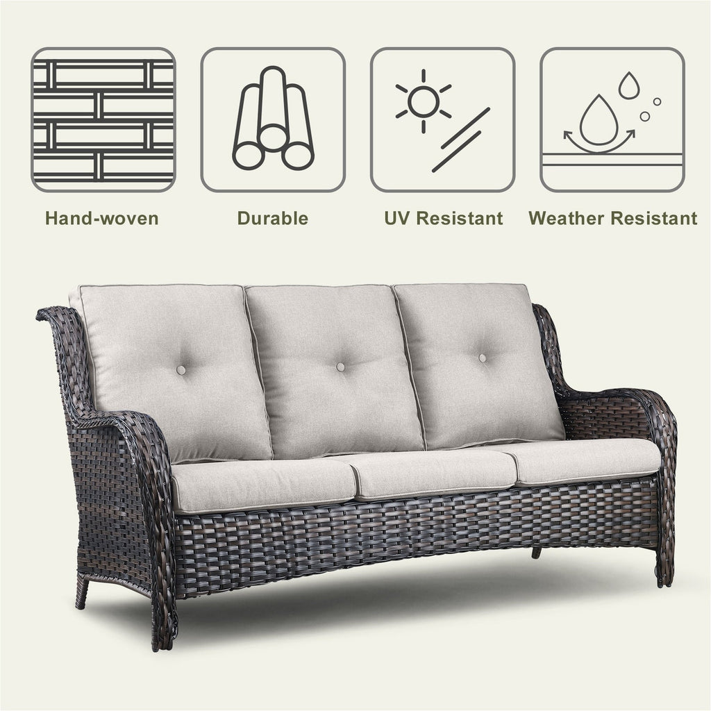 Pocassy Ensemble de 4 chaises de jardin avec canapé et table basse