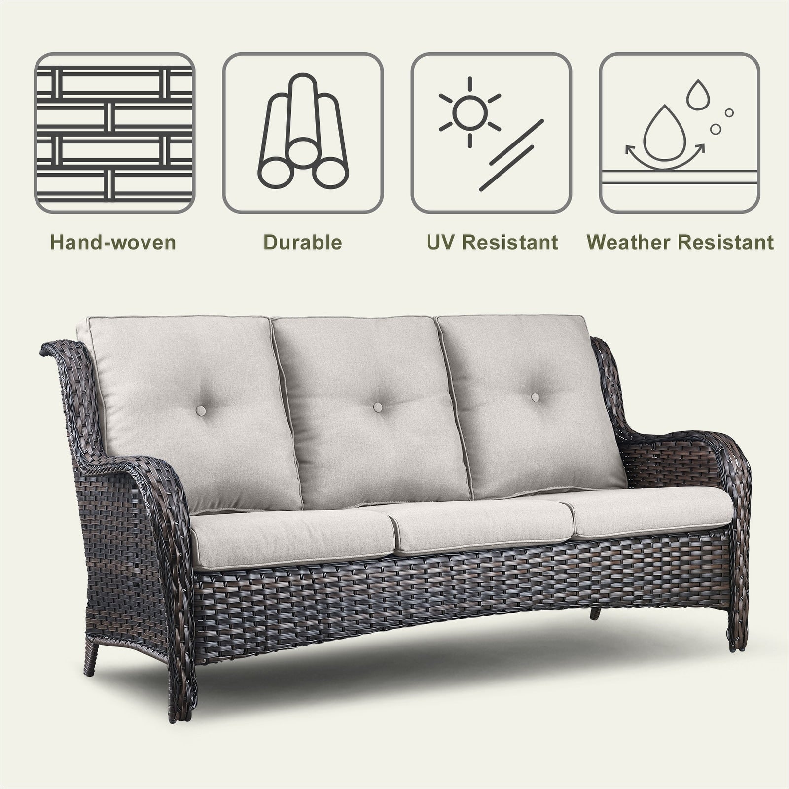 Pocassy Ensemble de 4 chaises de jardin avec canapé et table basse