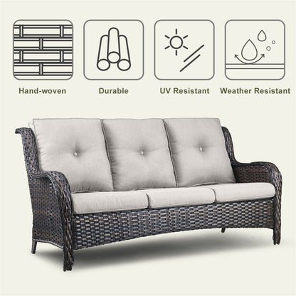Pocassy Ensemble de 4 chaises de jardin avec canapé et table basse