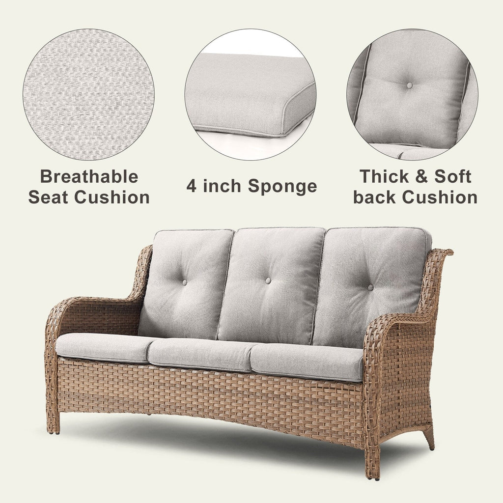 Pocassy Ensemble de 4 chaises de jardin avec canapé et table basse