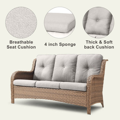 Pocassy Ensemble de 4 chaises de jardin avec canapé et table basse