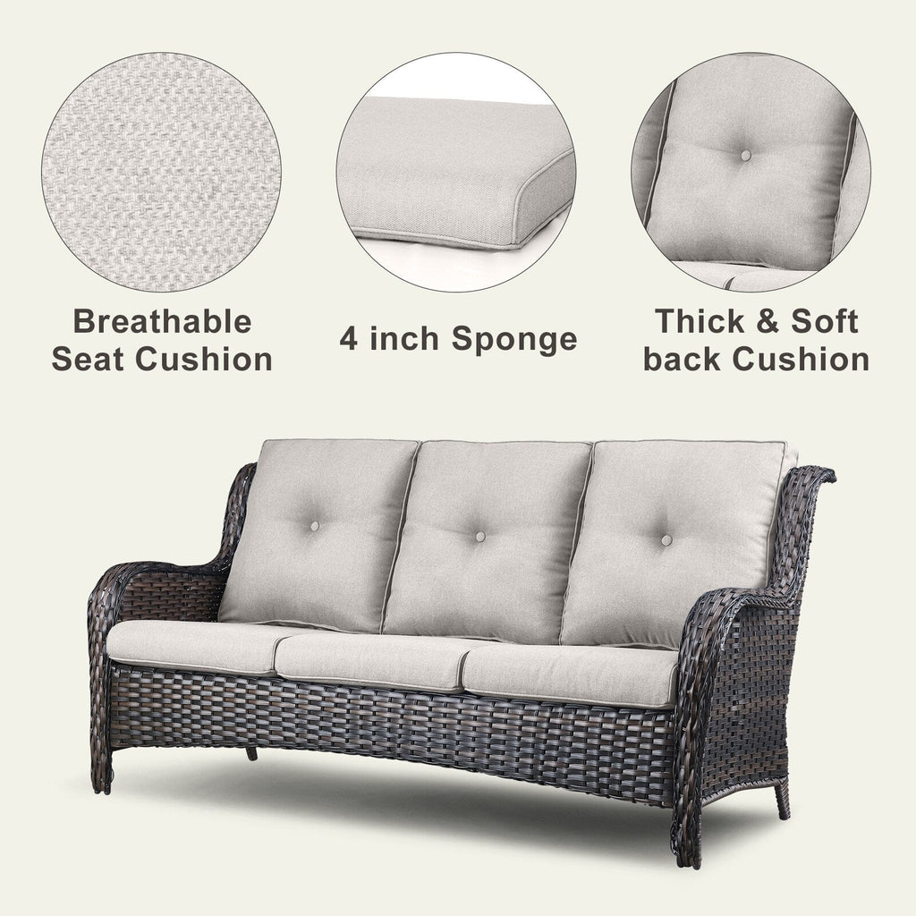 Pocassy Ensemble de 4 chaises de jardin avec canapé et table basse