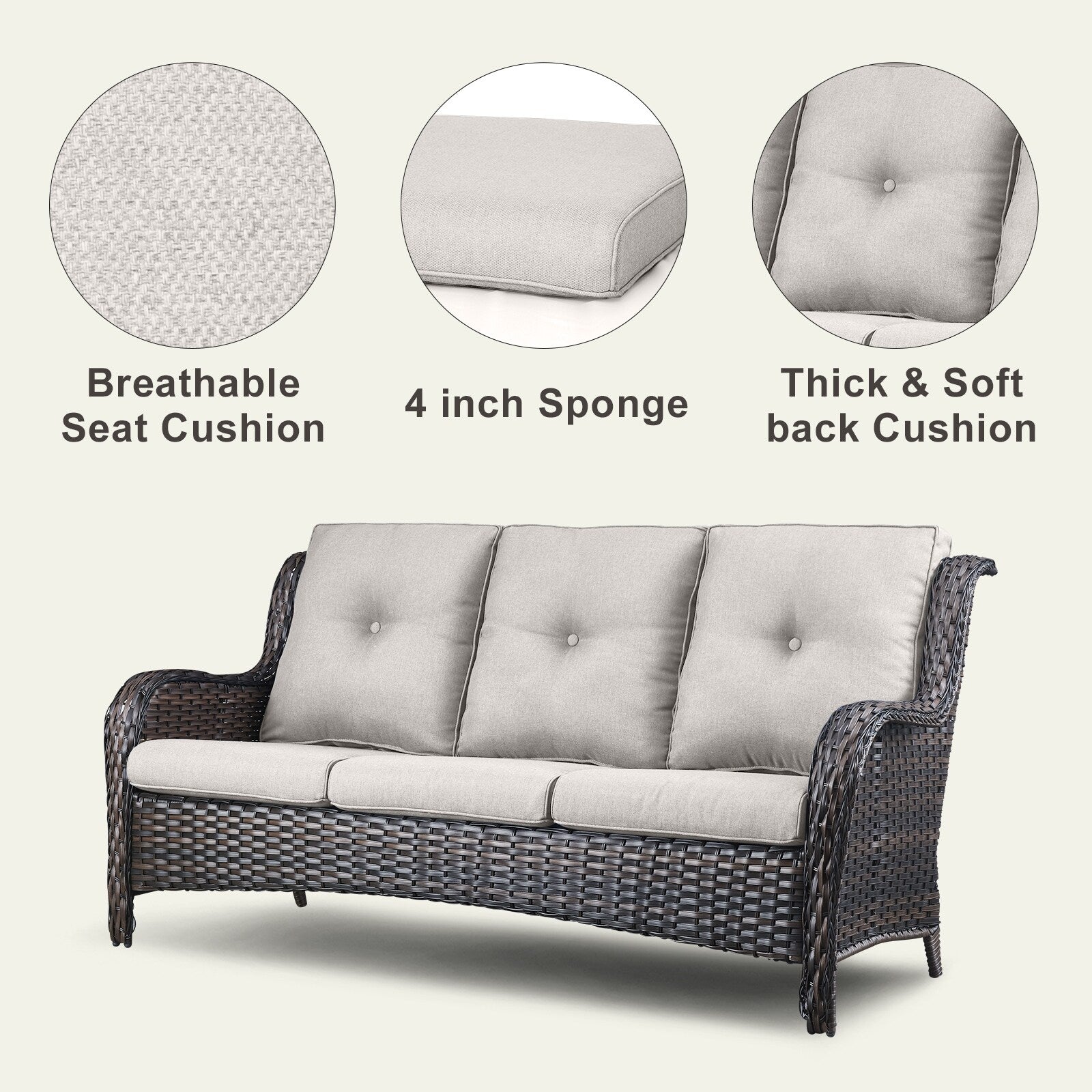 Pocassy Ensemble de 4 chaises de jardin avec canapé et table basse