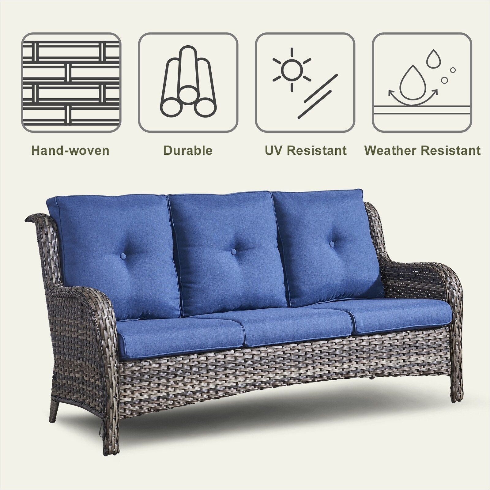 Pocassy Ensemble de 4 chaises de jardin avec canapé et table basse