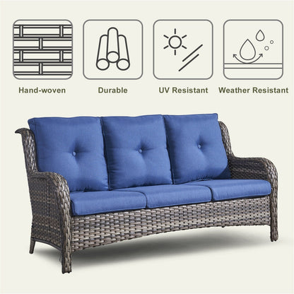 Pocassy Ensemble de 4 chaises de jardin avec canapé et table basse