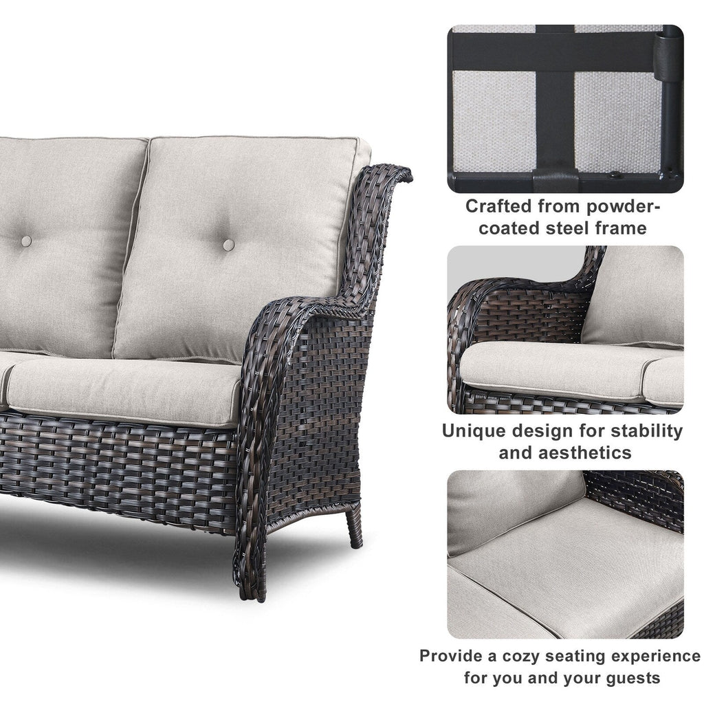Pocassy Ensemble de 4 chaises de jardin avec canapé et table basse