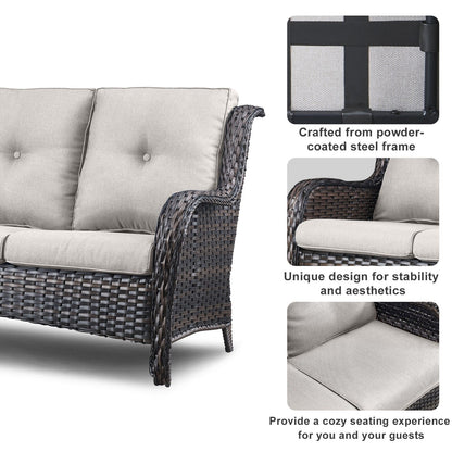Pocassy Ensemble de 4 chaises de jardin avec canapé et table basse