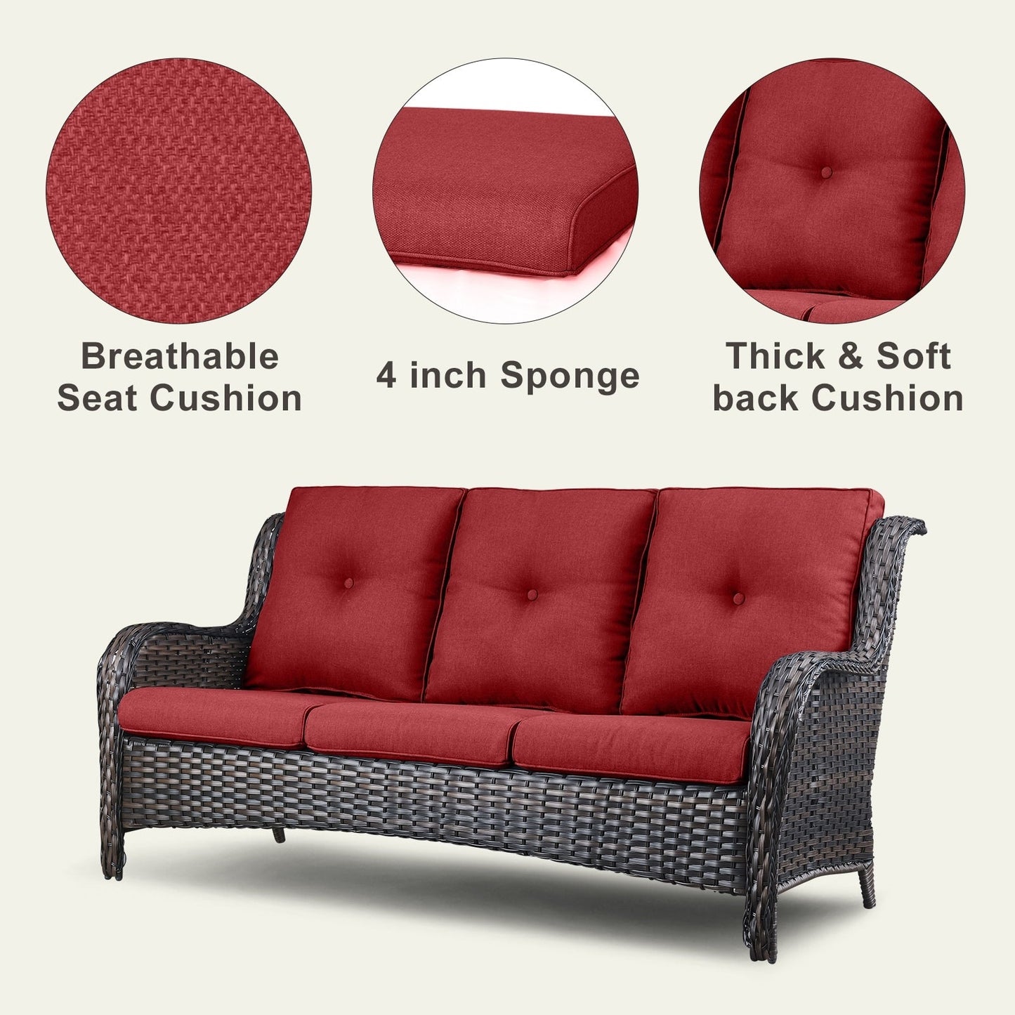 Pocassy Ensemble de 4 chaises de jardin avec canapé et table basse