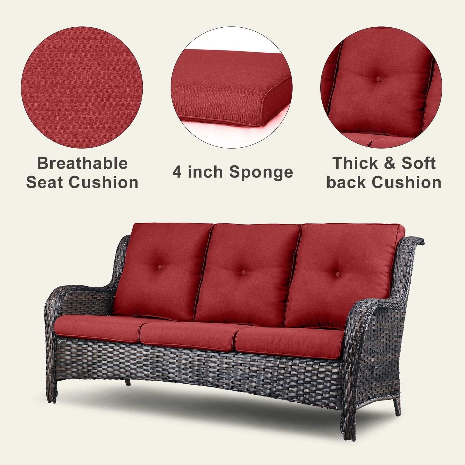 Pocassy Ensemble de 4 chaises de jardin avec canapé et table basse