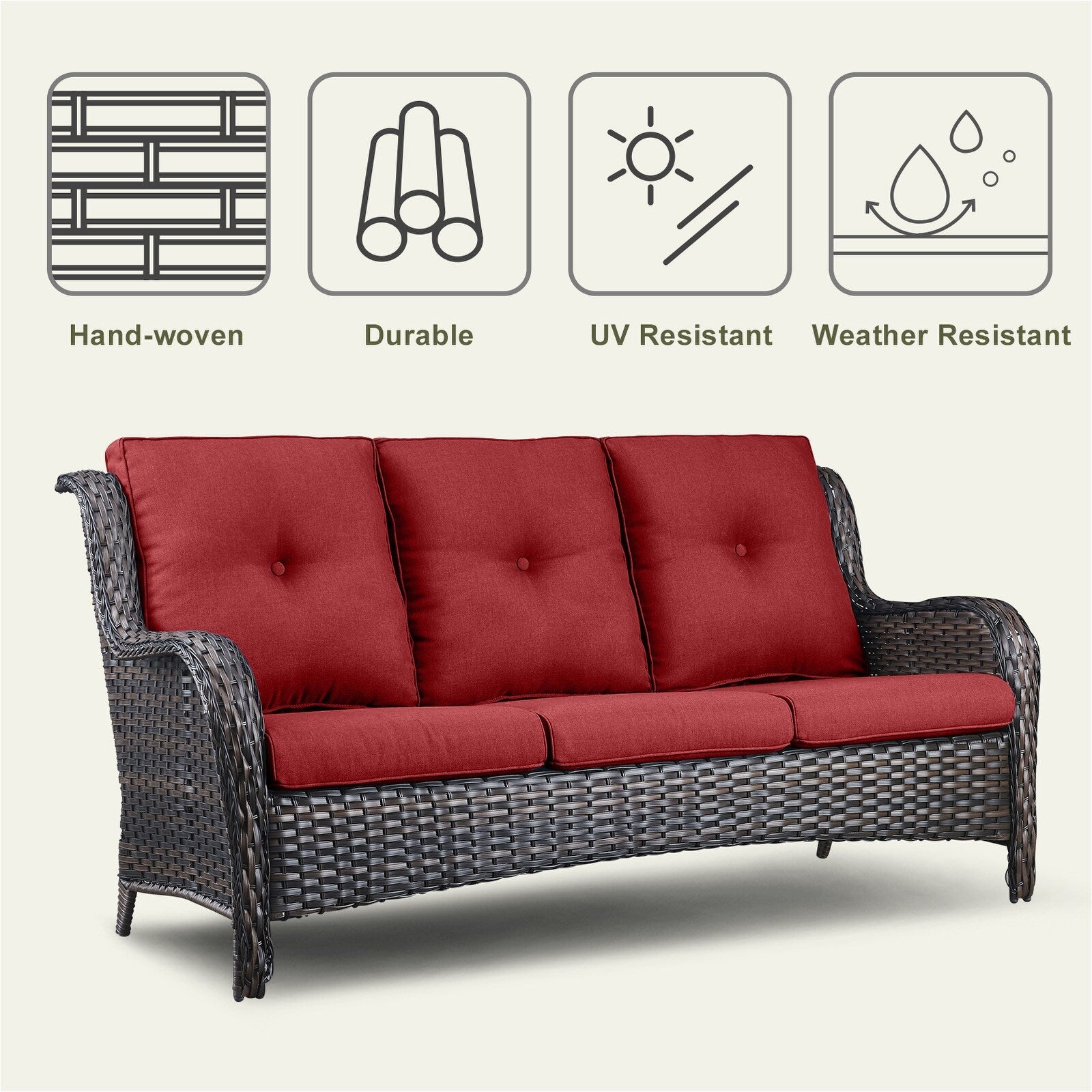 Pocassy Ensemble de 4 chaises de jardin avec canapé et table basse