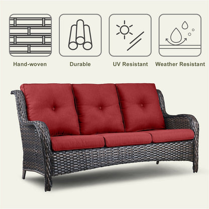 Pocassy Ensemble de 4 chaises de jardin avec canapé et table basse