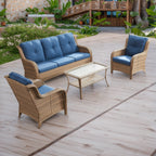 Pocassy Ensemble de 4 chaises de jardin avec canapé et table basse