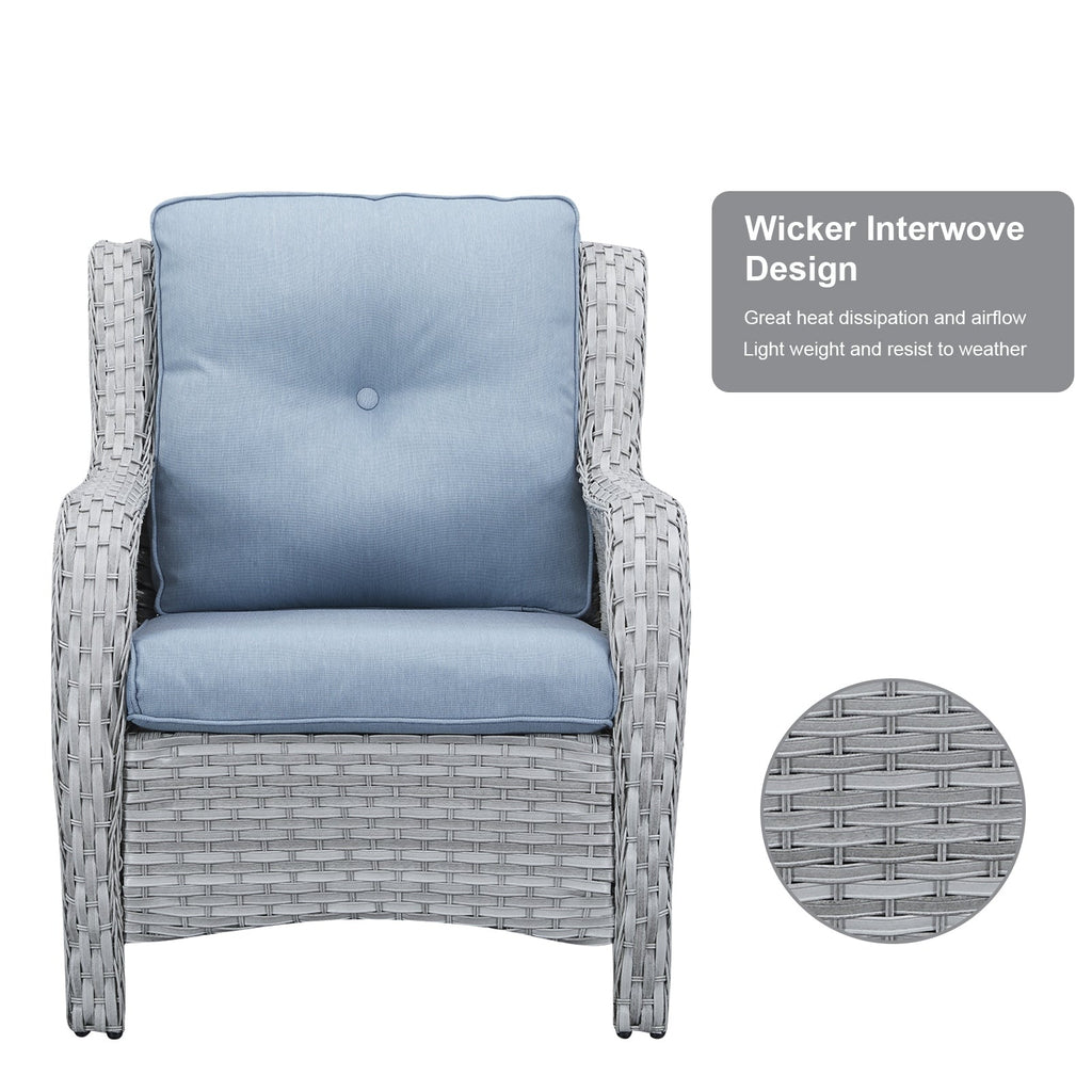 Pocassy Ensemble de 4 chaises de jardin avec canapé et table basse