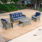 Pocassy Ensemble de 4 chaises de jardin avec canapé et table basse
