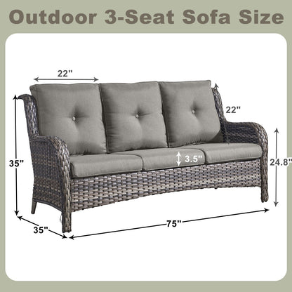 Pocassy Ensemble de 4 chaises de jardin avec canapé et table basse
