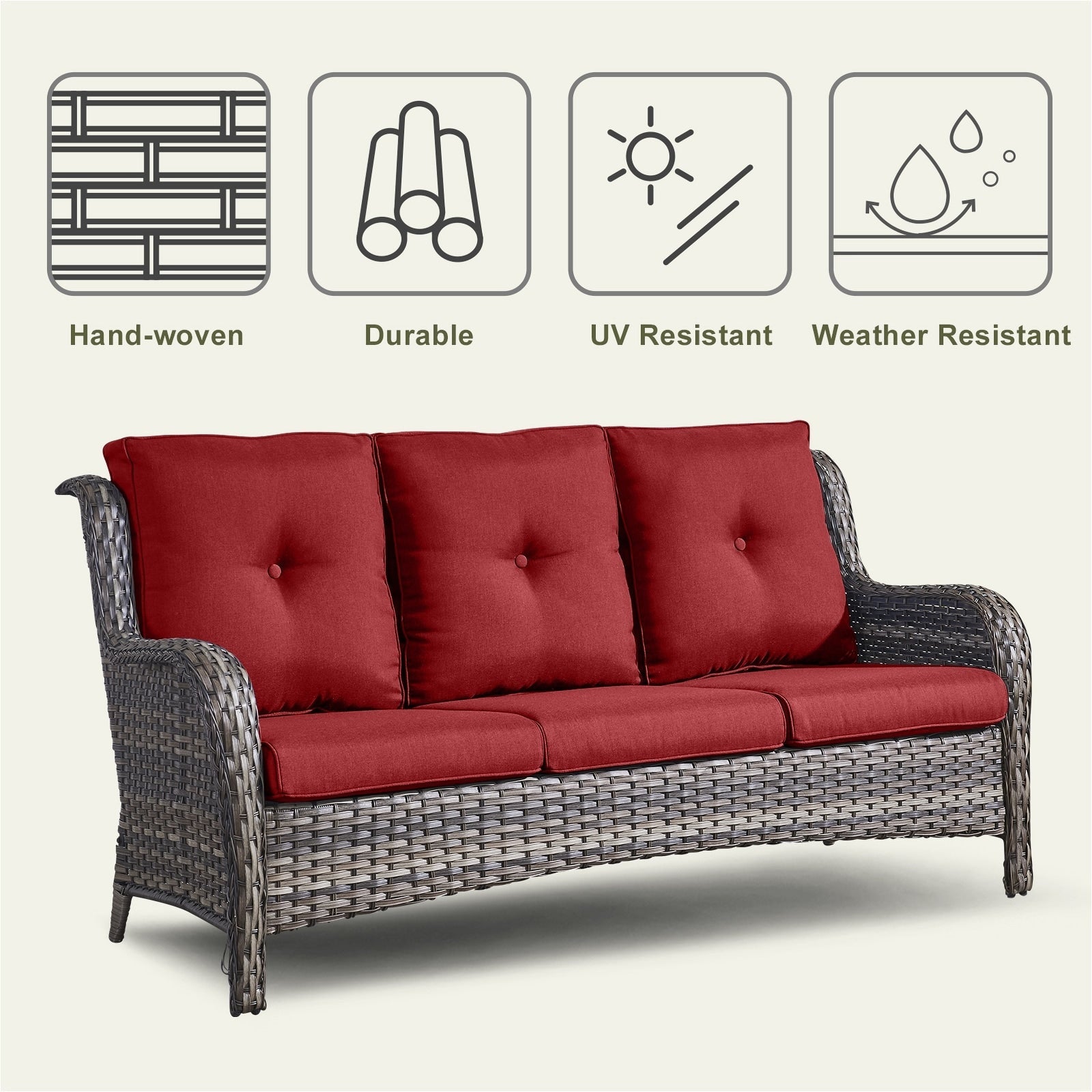 Pocassy Ensemble de 4 chaises de jardin avec canapé et table basse