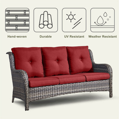 Pocassy Ensemble de 4 chaises de jardin avec canapé et table basse