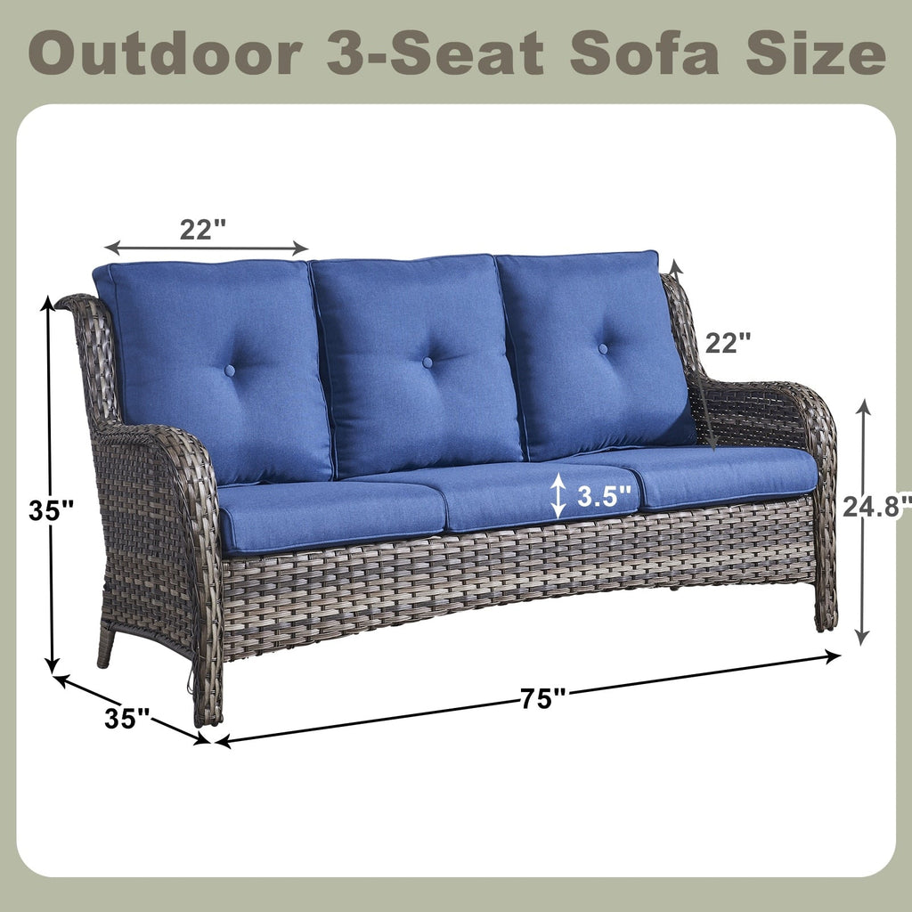 Pocassy Ensemble de 4 chaises de jardin avec canapé et table basse