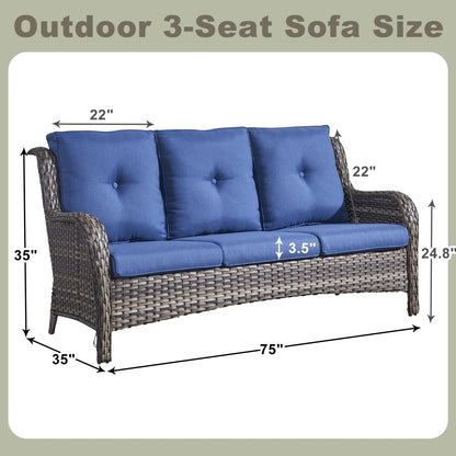 Pocassy Ensemble de 4 chaises de jardin avec canapé et table basse