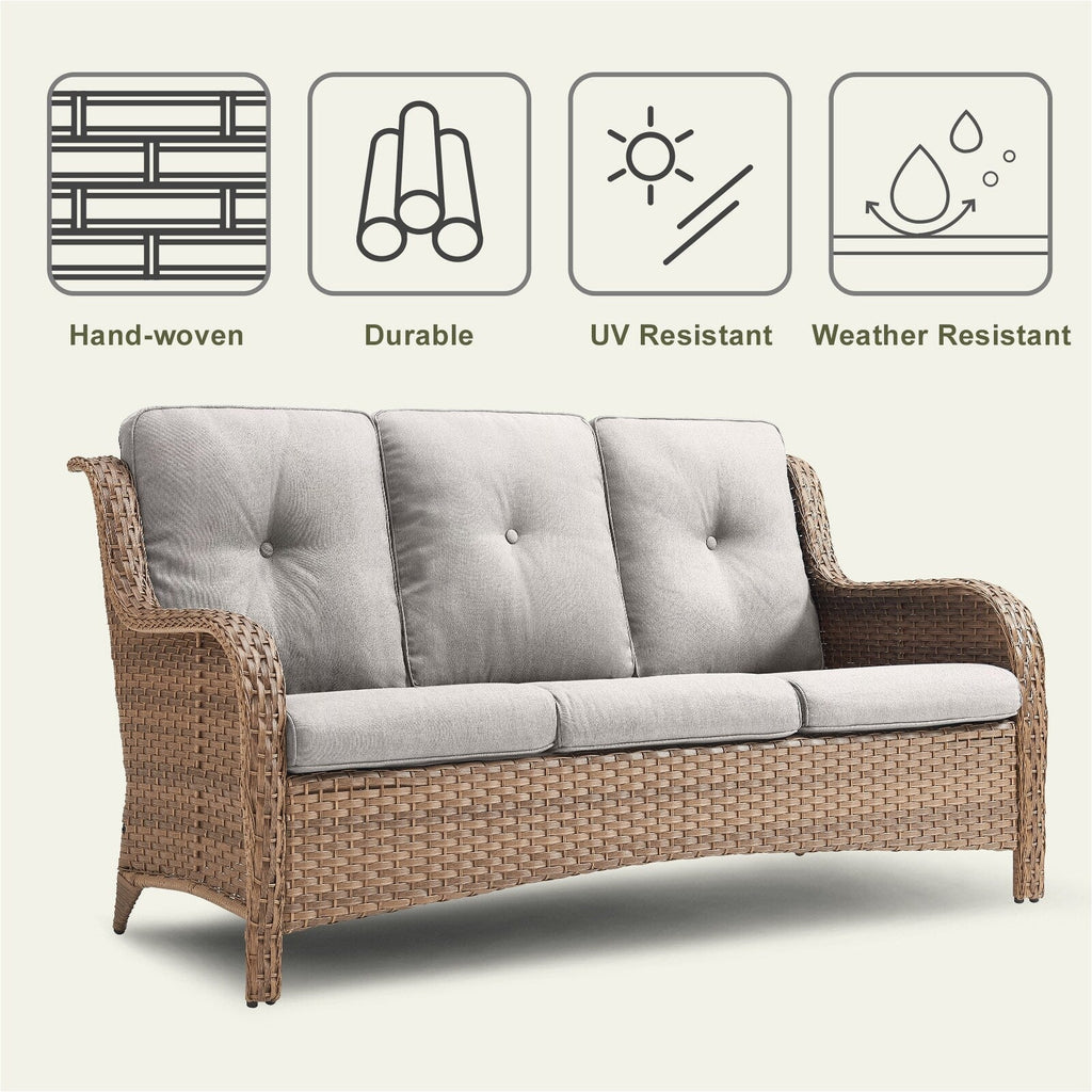 Pocassy Ensemble de 4 chaises de jardin avec canapé et table basse