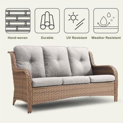 Pocassy Ensemble de 4 chaises de jardin avec canapé et table basse
