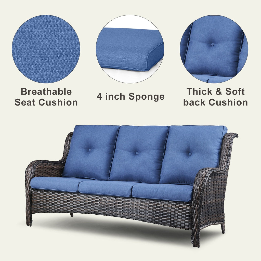 Pocassy Ensemble de 4 chaises de jardin avec canapé et table basse