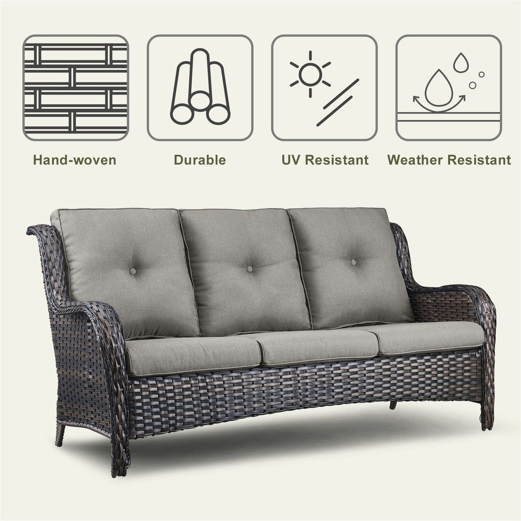 Pocassy Ensemble de 4 chaises de jardin avec canapé et table basse