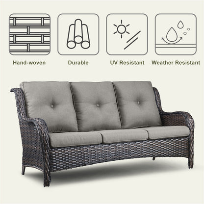 Pocassy Ensemble de 4 chaises de jardin avec canapé et table basse