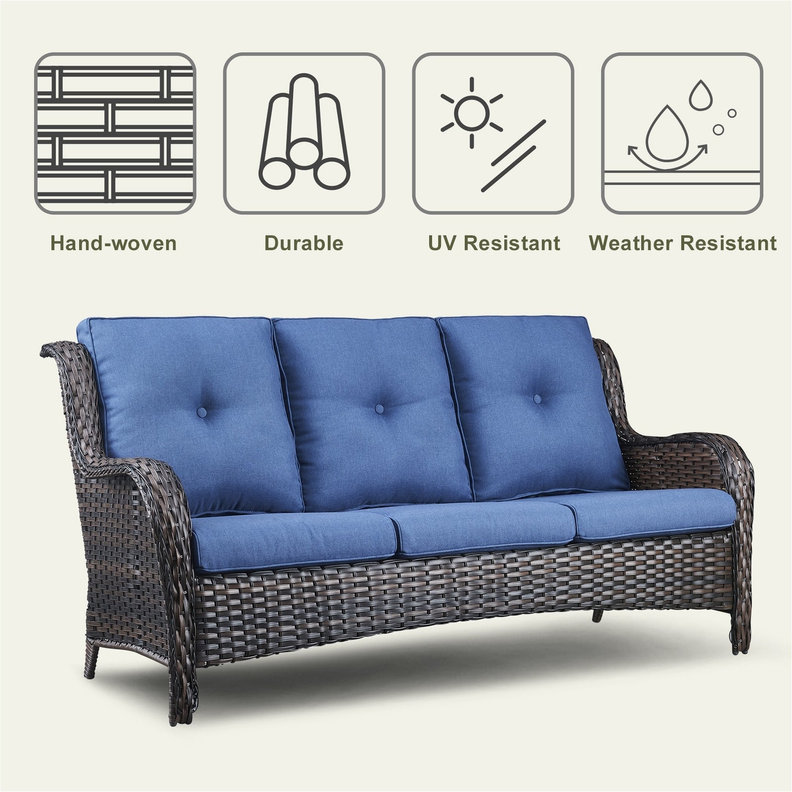 Pocassy Ensemble de 4 chaises de jardin avec canapé et table basse