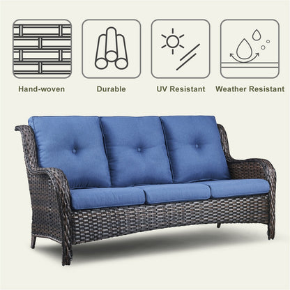 Pocassy Ensemble de 4 chaises de jardin avec canapé et table basse