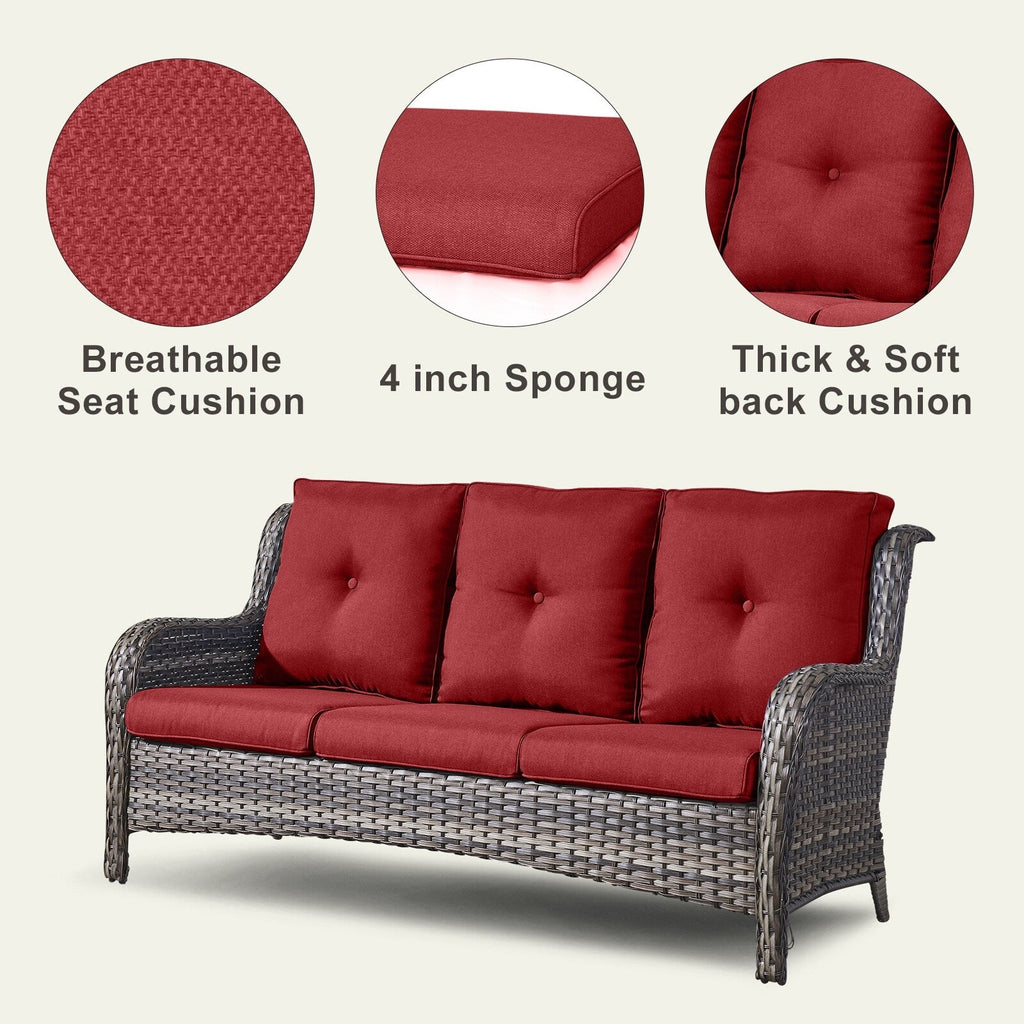 Pocassy Ensemble de 4 chaises de jardin avec canapé et table basse