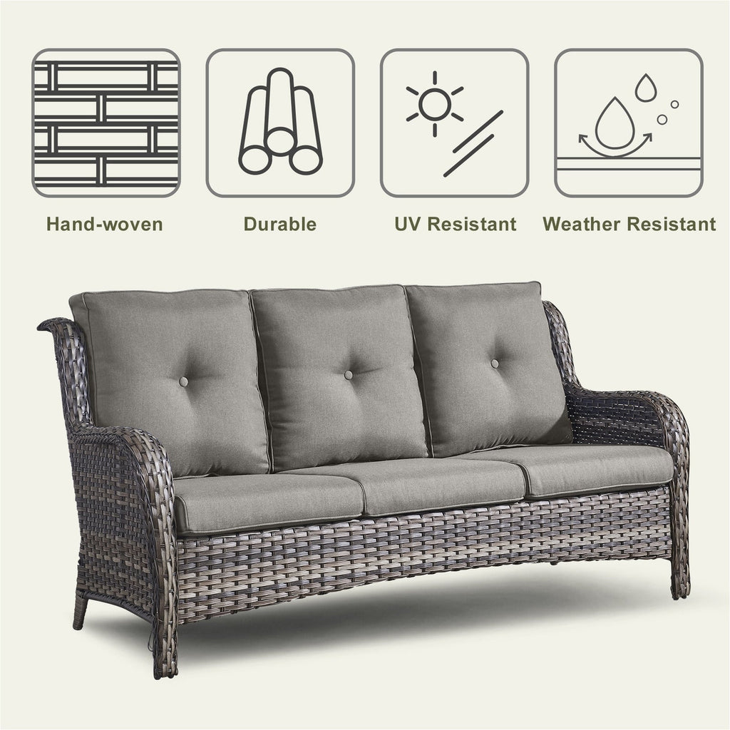 Pocassy Ensemble de 4 chaises de jardin avec canapé et table basse