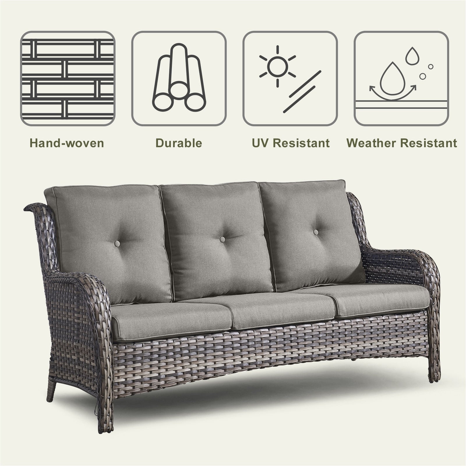 Pocassy Ensemble de 4 chaises de jardin avec canapé et table basse