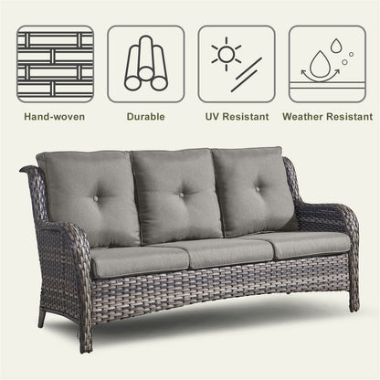 Pocassy Ensemble de 4 chaises de jardin avec canapé et table basse