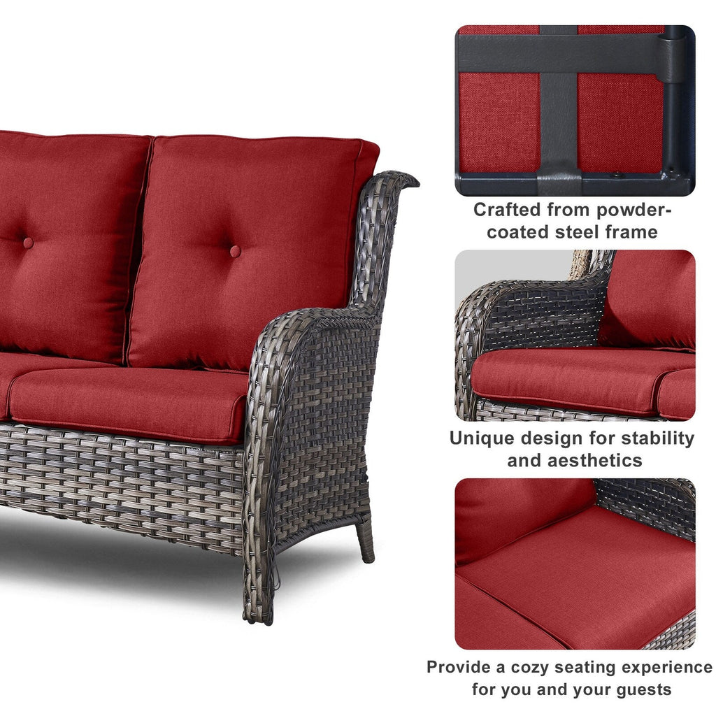Pocassy Ensemble de 4 chaises de jardin avec canapé et table basse
