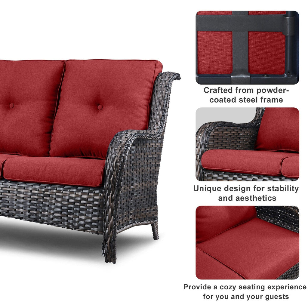 Pocassy Ensemble de 4 chaises de jardin avec canapé et table basse