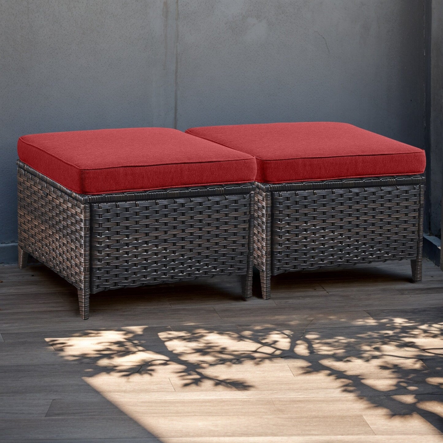 Ensemble de mobilier d'extérieur Pocassy 5 pièces, chaises pivotantes avec poufs