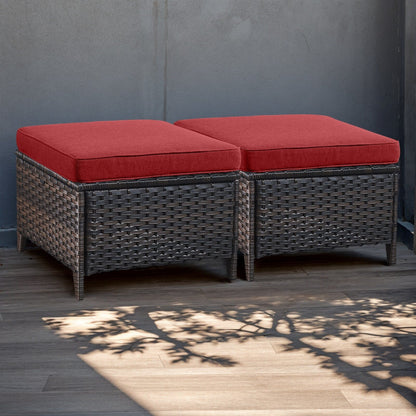 Ensemble de mobilier d'extérieur Pocassy 5 pièces, chaises pivotantes avec poufs