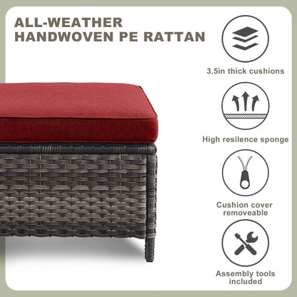 Ensemble de mobilier d'extérieur Pocassy 5 pièces, chaises pivotantes avec poufs