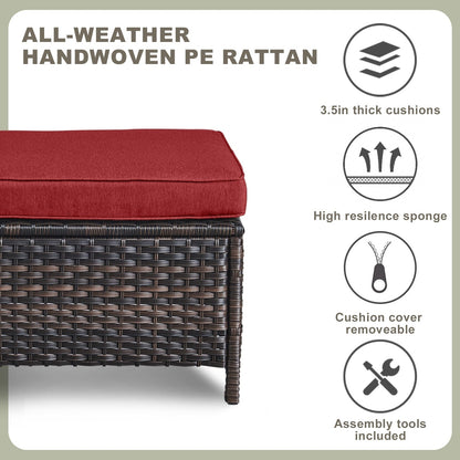 Ensemble de mobilier d'extérieur Pocassy 5 pièces, chaises pivotantes avec poufs
