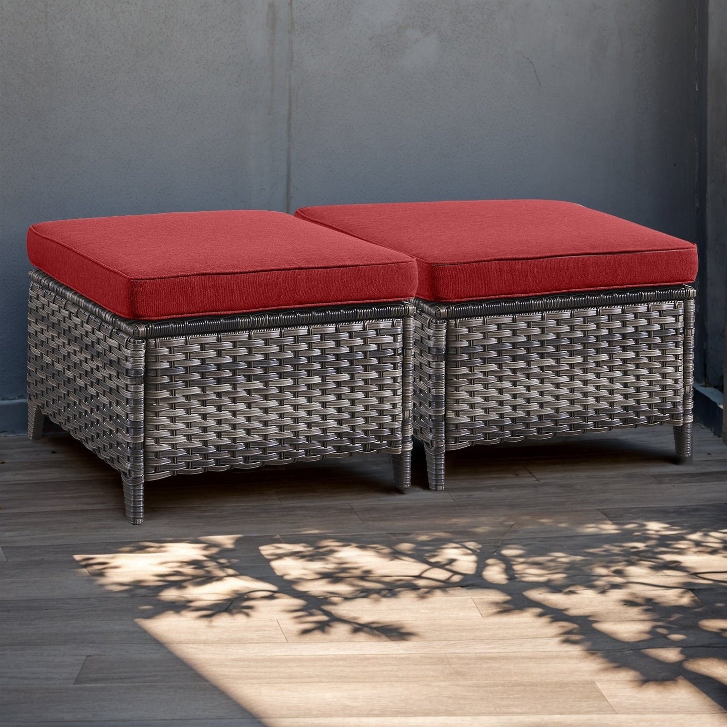 Ensemble de mobilier d'extérieur Pocassy 5 pièces, chaises pivotantes avec poufs