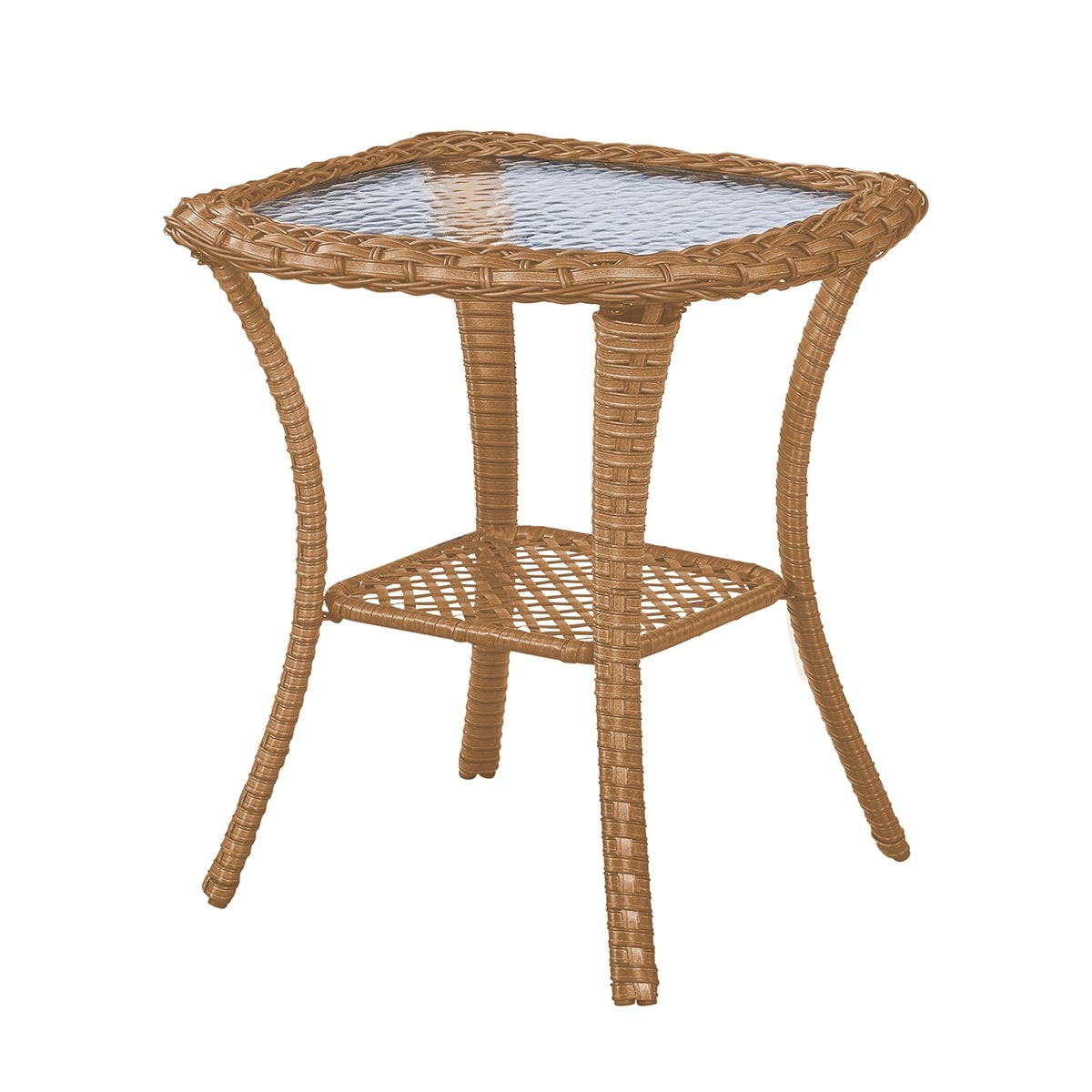 Pocassy Patio Wicker Coffee Table, Outdoor Rattan Side Table - 20X20