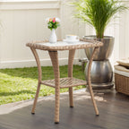 Pocassy Patio Wicker Coffee Table, Outdoor Rattan Side Table - 20X20