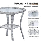 Pocassy Patio Wicker Coffee Table, Outdoor Rattan Side Table - 20X20