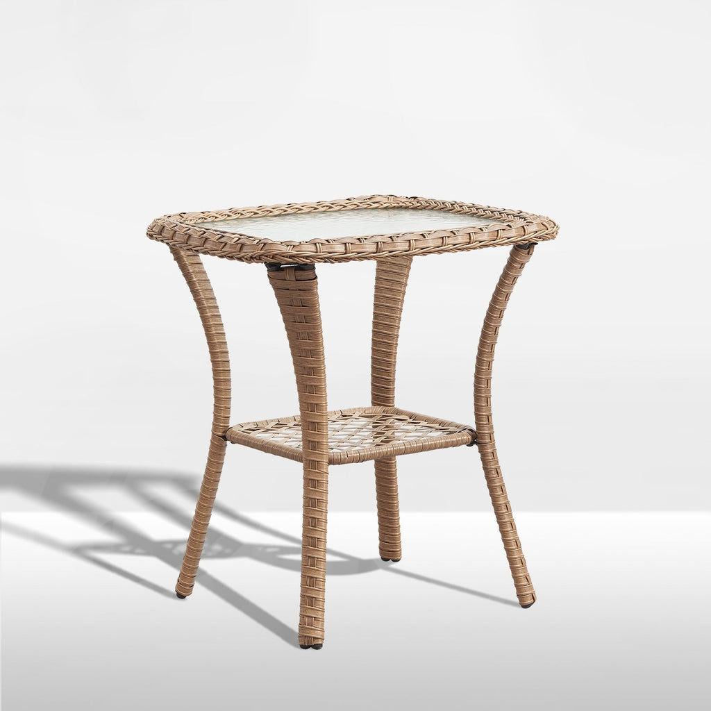 Pocassy Patio Wicker Coffee Table, Outdoor Rattan Side Table - 20X20