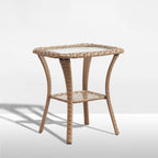 Pocassy Patio Wicker Coffee Table, Outdoor Rattan Side Table - 20X20