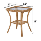 Pocassy Patio Wicker Coffee Table, Outdoor Rattan Side Table - 20X20