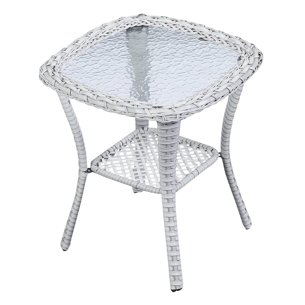 Pocassy Patio Wicker Coffee Table, Outdoor Rattan Side Table - 20X20